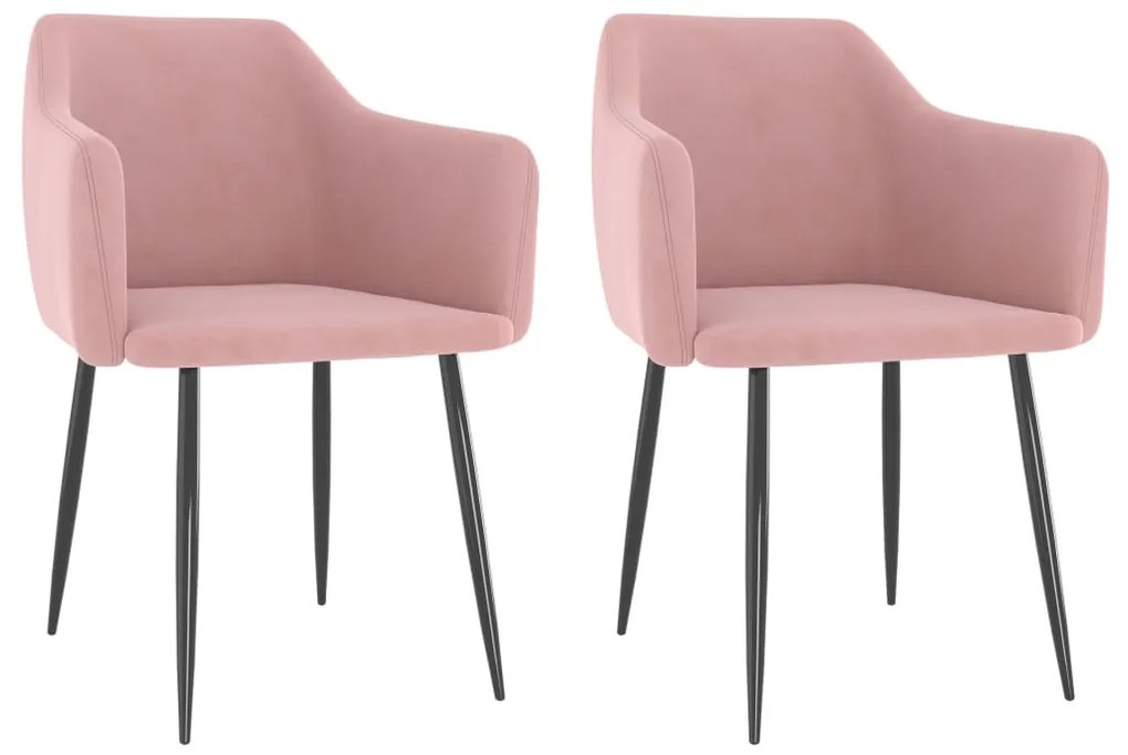 vidaXL Cadeiras de jantar 2 pcs veludo rosa
