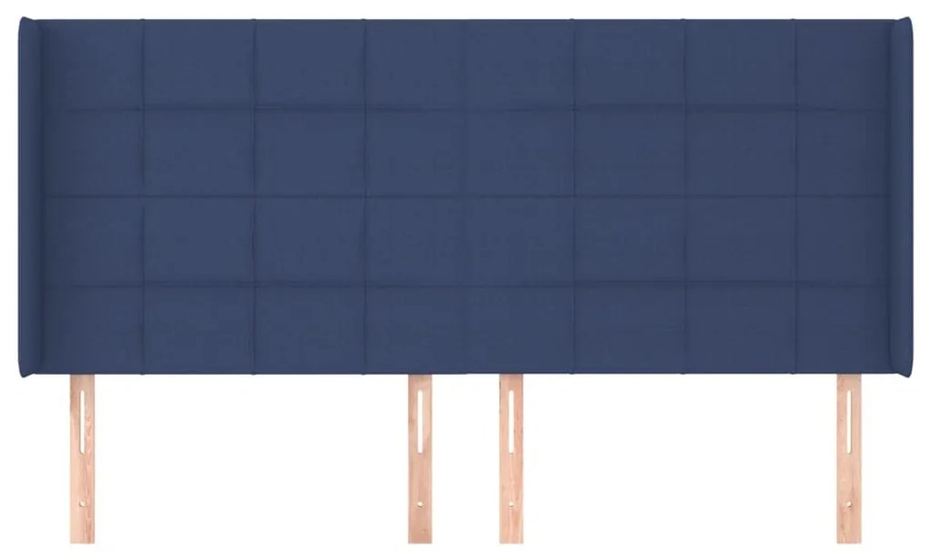 Cabeceira de cama c/ abas tecido 203x16x118/128 cm azul