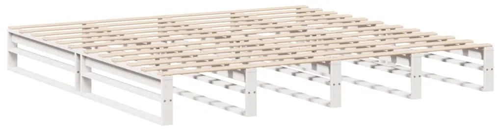 Cama sem colchão 200x200 cm madeira de pinho maciça branco