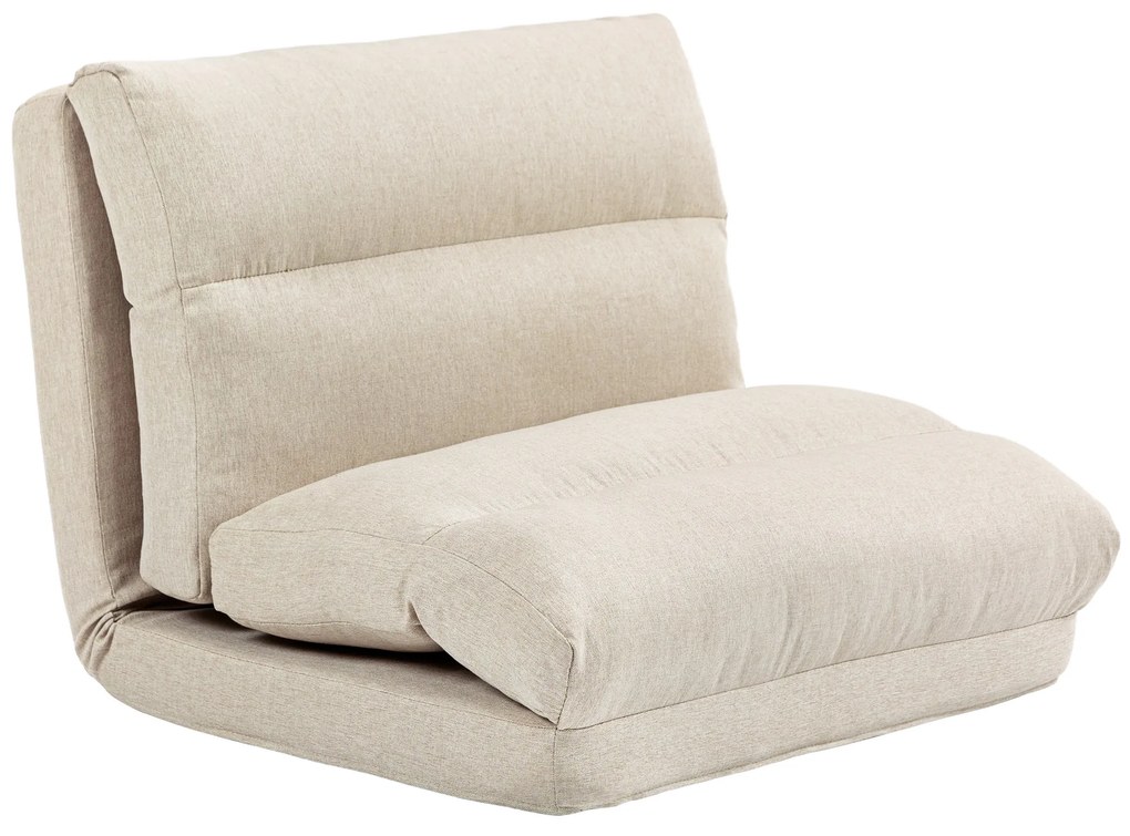 HOMCOM Sofá de Chão Sofá Preguiçoso Sofá Conversível em Cama Inclinável 90°-180° Tecido 70x72x56 cm Bege | Aosom Portugal