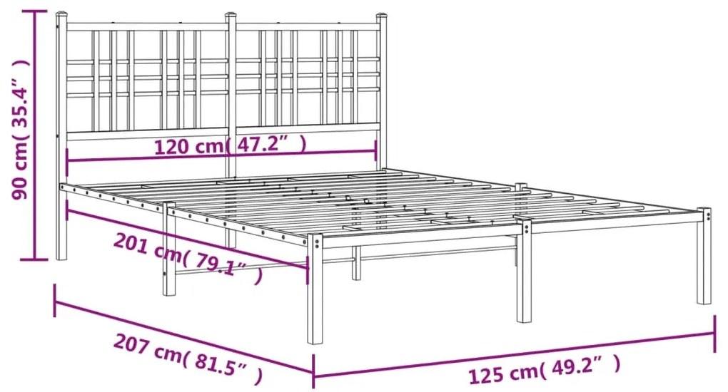 Estrutura de cama com cabeceira 120x200 cm metal preto