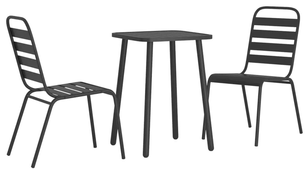 3 pcs conjunto de jantar para jardim aço antracite