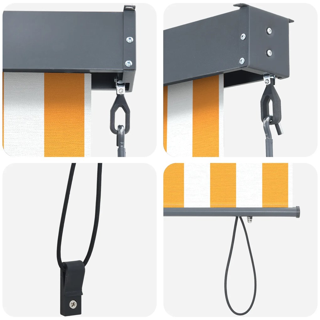 Cortina Rolô Exterior laranja e branco 220 x 250 cm tecido