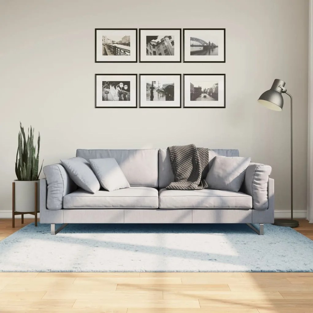 vidaXL Tapete pelo curto macio e lavável HUARTE 140x200 cm azul