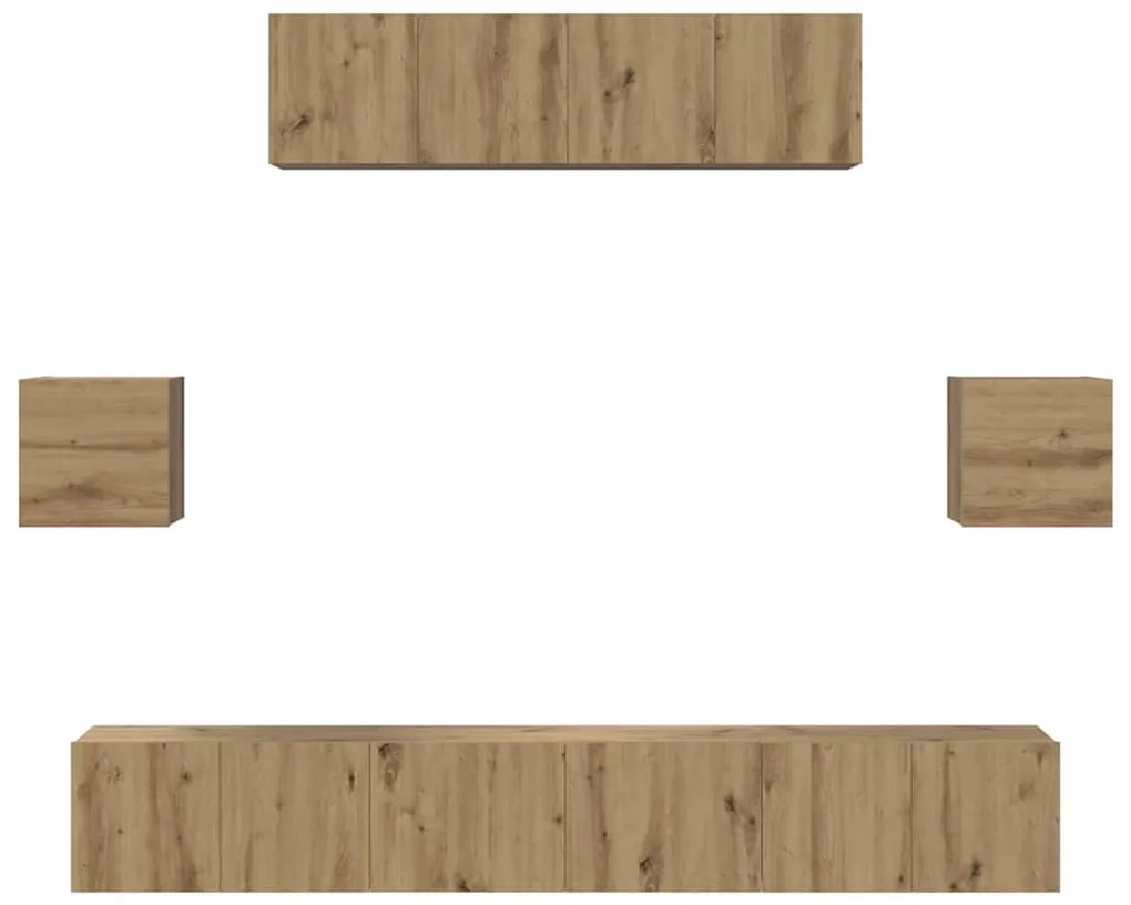 Conjunto de móvel de TV 7 pcs carvalho artisiano