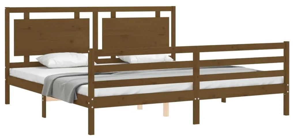 Estrutura cama c/ cabeceira 200x200cm maciço castanho-mel