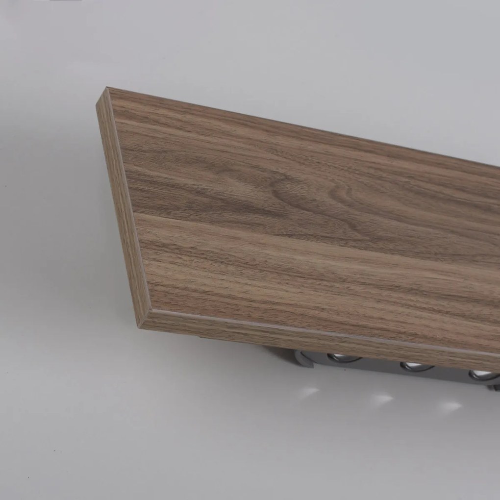 Candeeiro de parede rústico em madeira 32 cm com LED 6 luzes - Ajdin Moderno