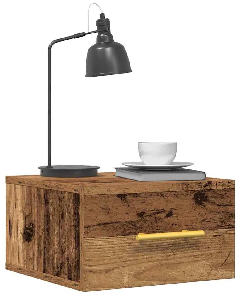 Mesa de Cabeceira VidaXL Montada na Parede Madeira Velha 35x35x20 cm