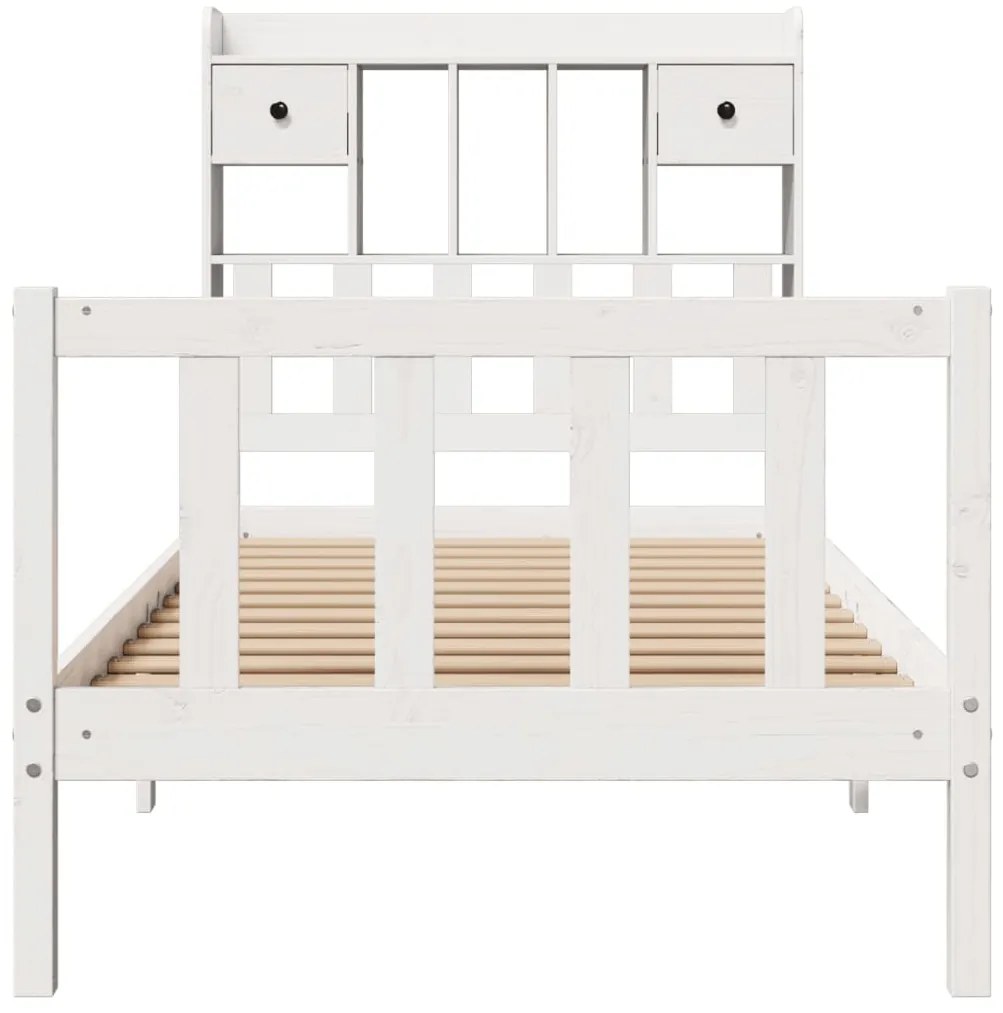 Cama com estante sem colchão 100x200 cm pinho maciço branco
