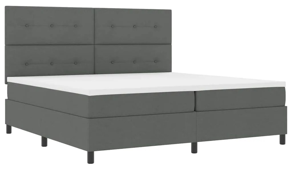 Cama Box da com Colchão Cinza Escuro 200x200 cm Tecido