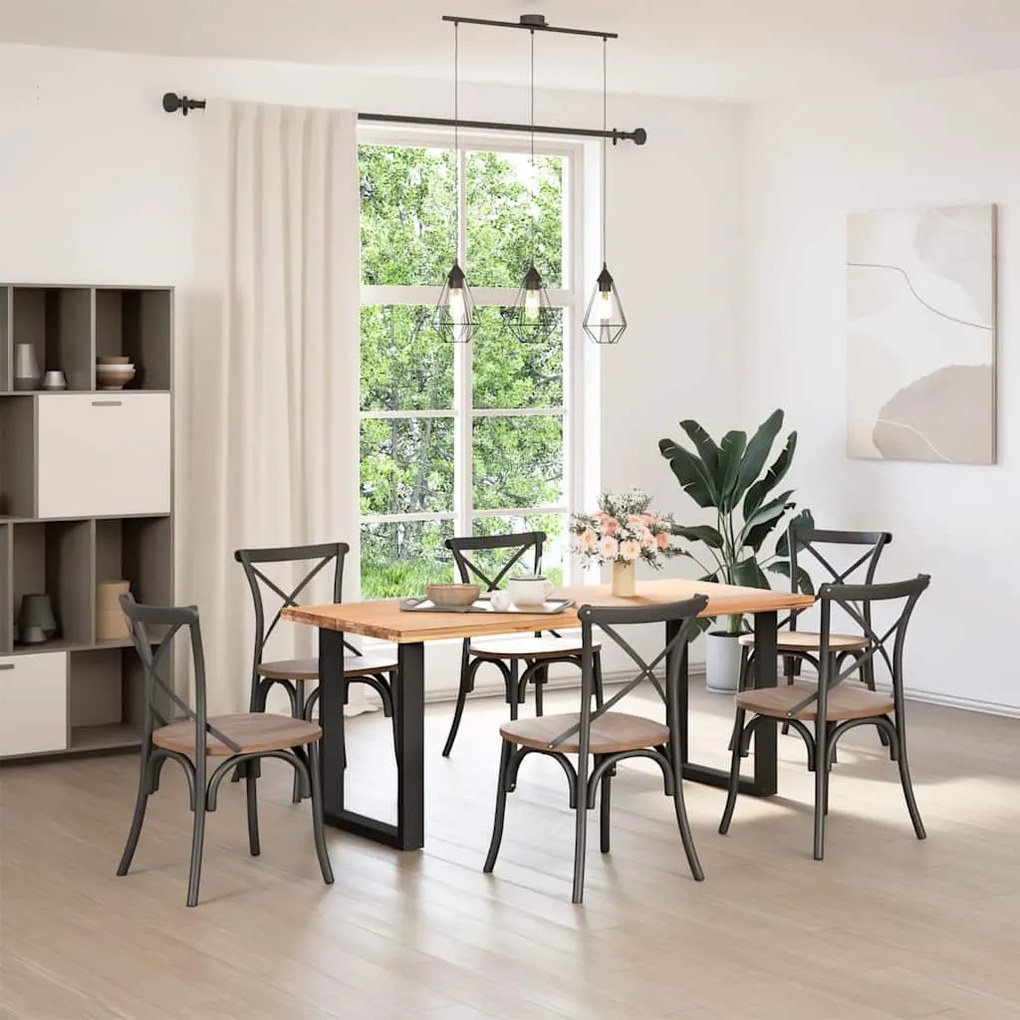 Pés de mesa de jantar em forma de U, 2 peças, preto, 60x(72-73) cm, aç