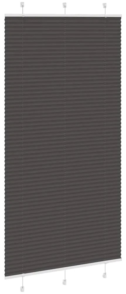 Preto Plissada Cega 105x200 cm Largura Tecido 104,4cm Poliéster