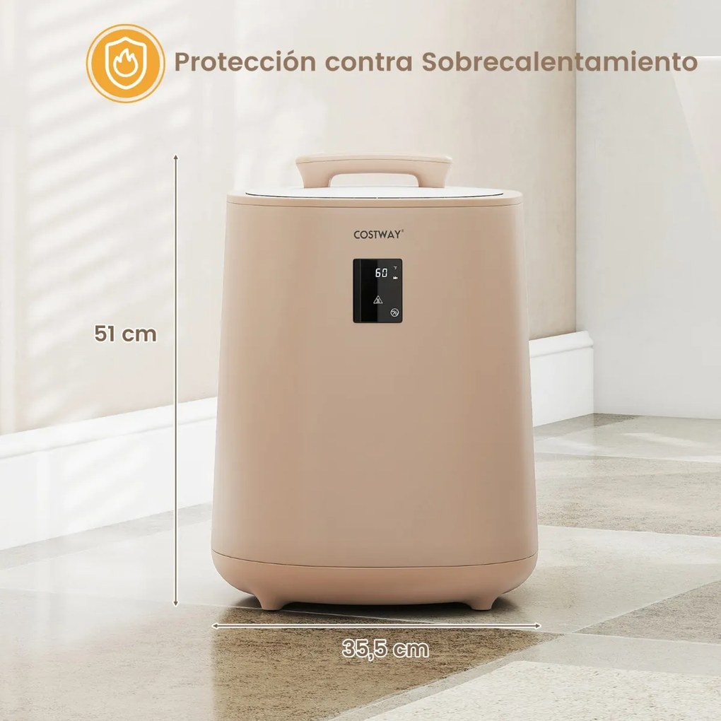 Aquecedor de toalhas para Casa de Banho de 18 L com tela LED e desligamento automático Cubo portátil castanho