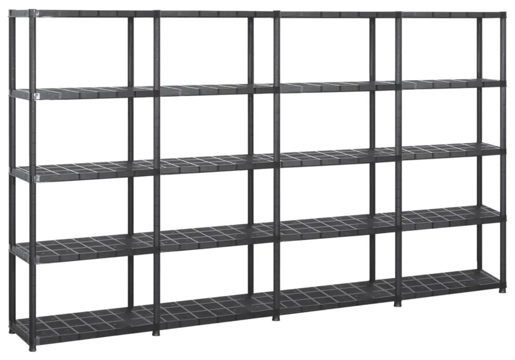 3059860 vidaXL Unidade com 5 prateleiras 284x38x170 cm plástico preto