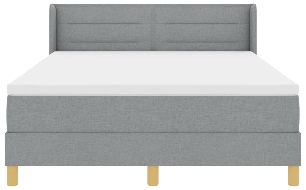 vidaXL Cama Box com Colchão Cinza Claro, 160 x 200 cm, de tecido.