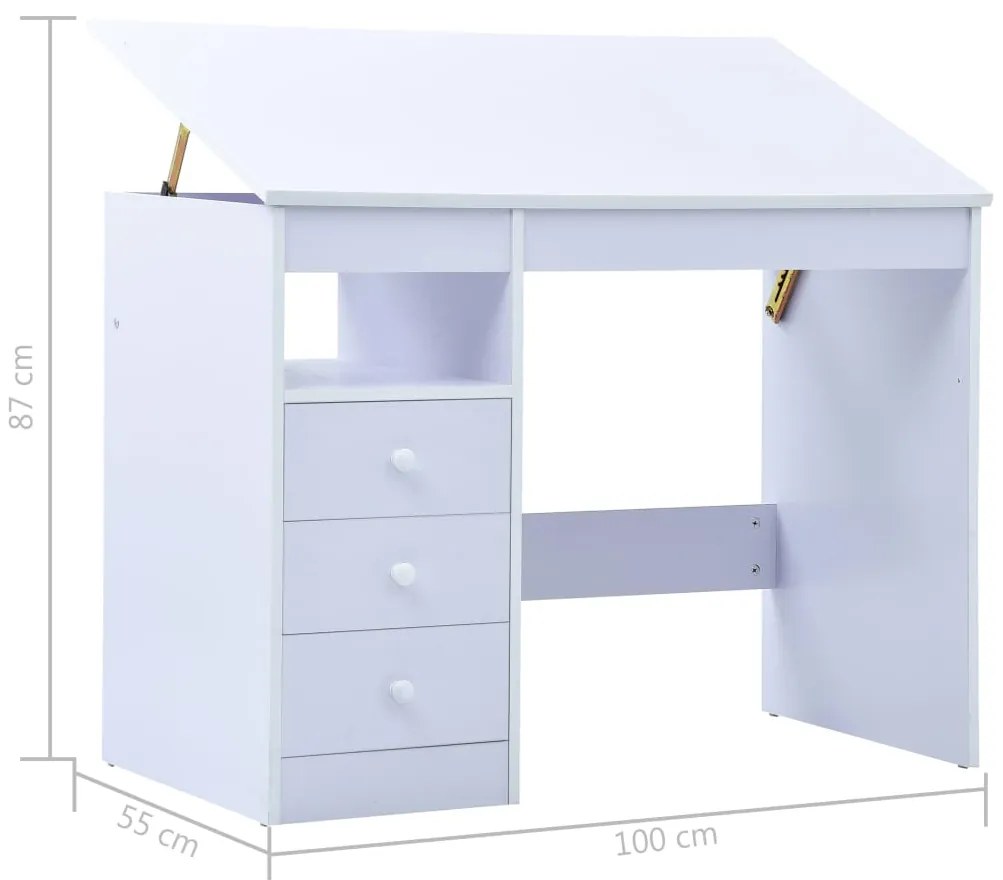 Secretária/estirador desenho para crianças branco
