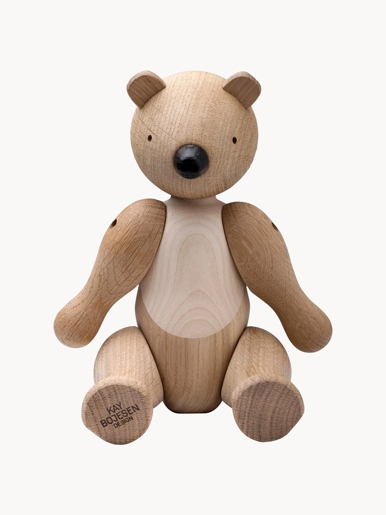 Objeto decorativo artesanal em madeira de carvalho com forma de urso