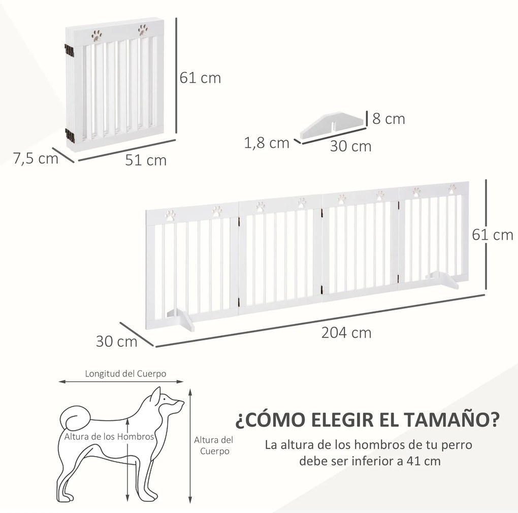 PawHut Barreira de Segurança Dobrável para Cães Grade de Proteção de 4