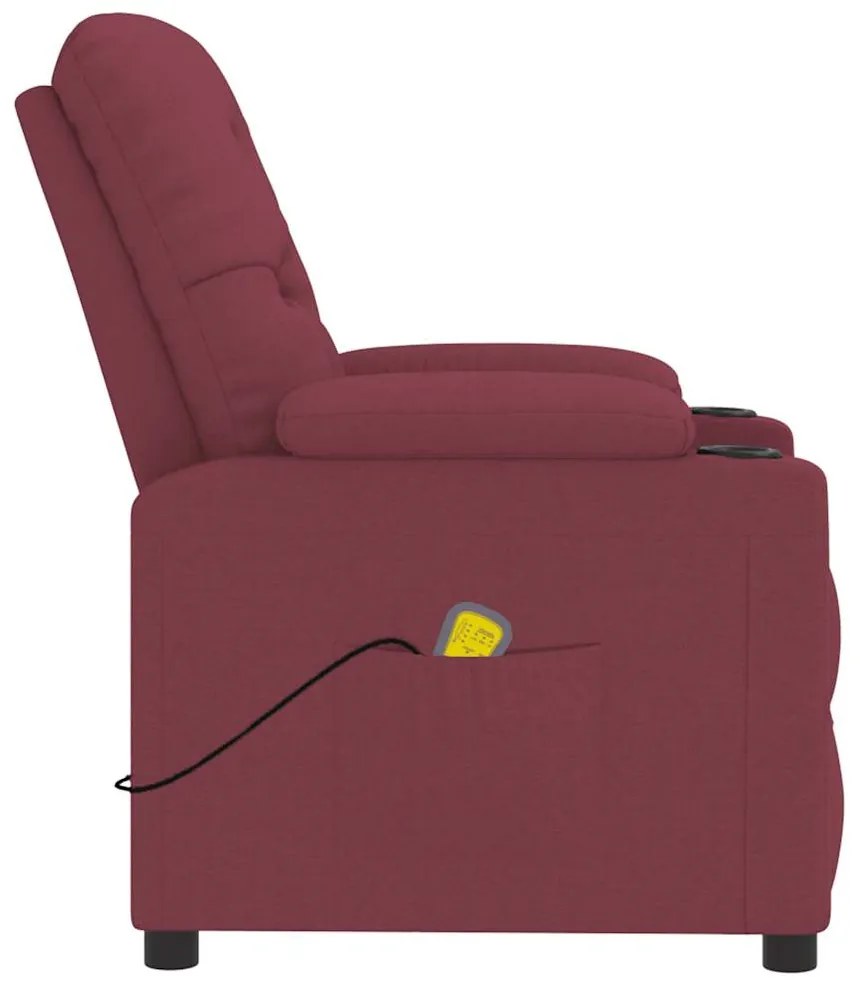 Poltrona de massagens elétrica reclinável tecido vermelho tinto