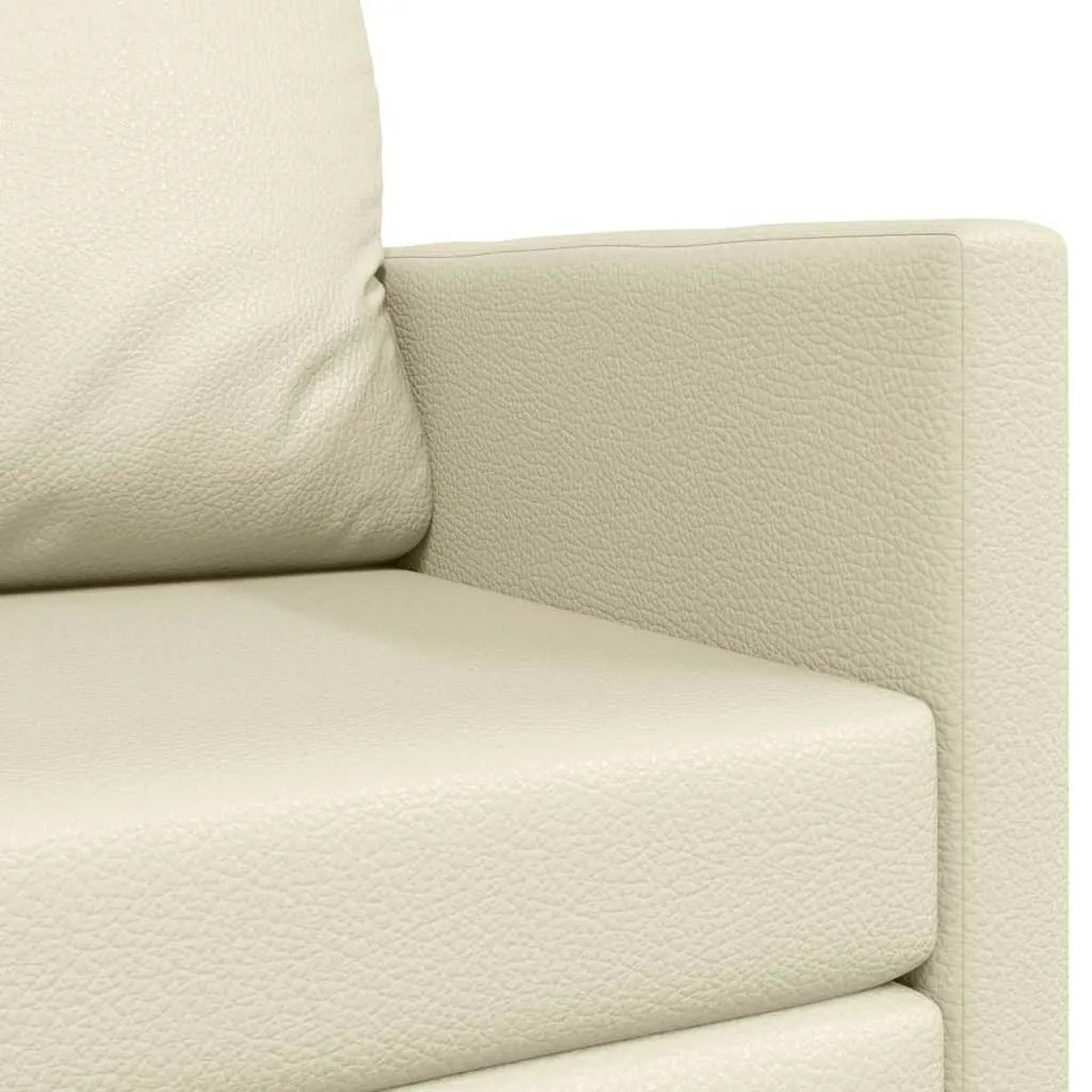 Sofá-camas 2-em-1 Creme 124x71x78 cm Couro Sintético