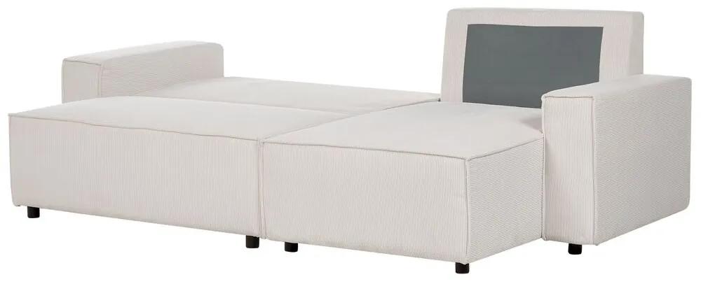 Sofá-cama de canto 2 lugares em bombazine branca-creme versão à esquerda ABACKA Beliani