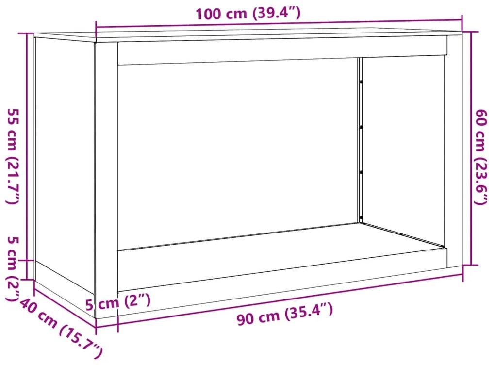 Suporte para lenha 100x40x60 cm aço preto