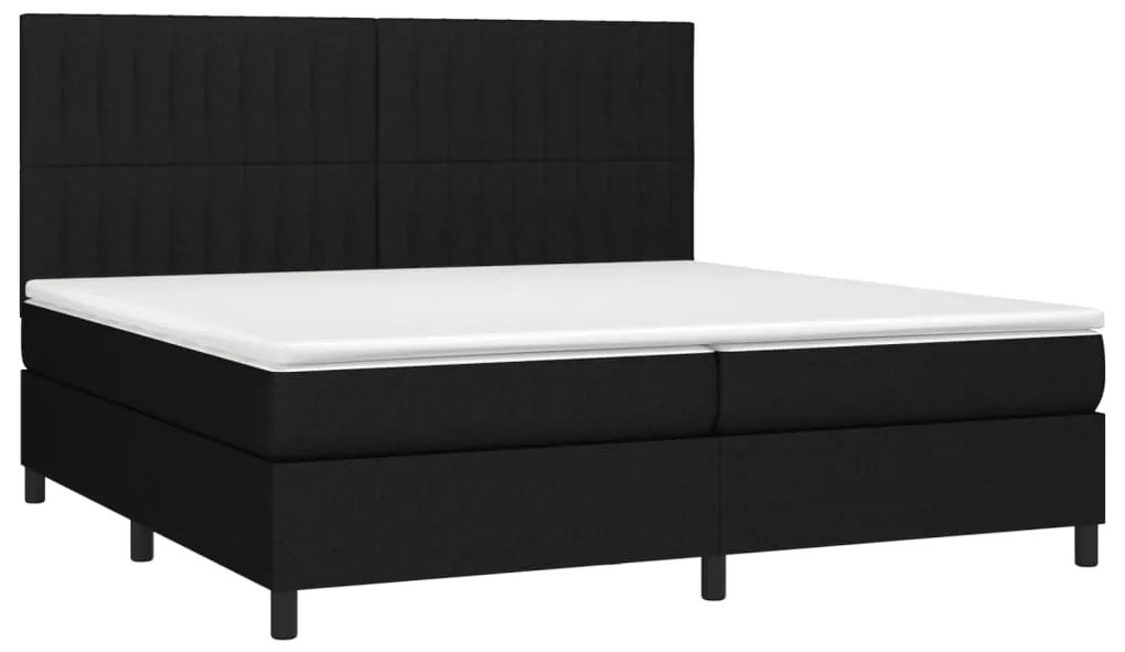 Cama com molas/colchão 200x200 cm tecido preto
