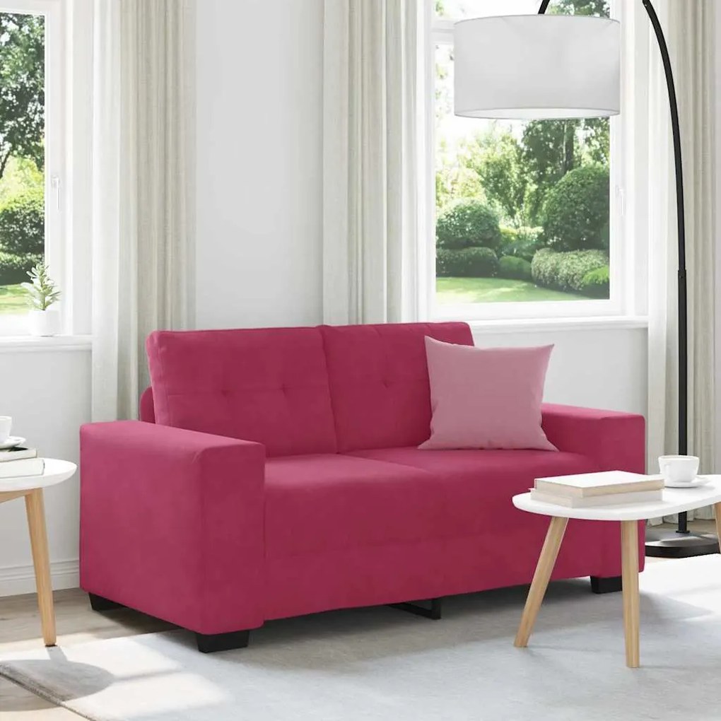 Sofá Loveseat vidaXL Vermelho Vinho 120 cm de Veludo
