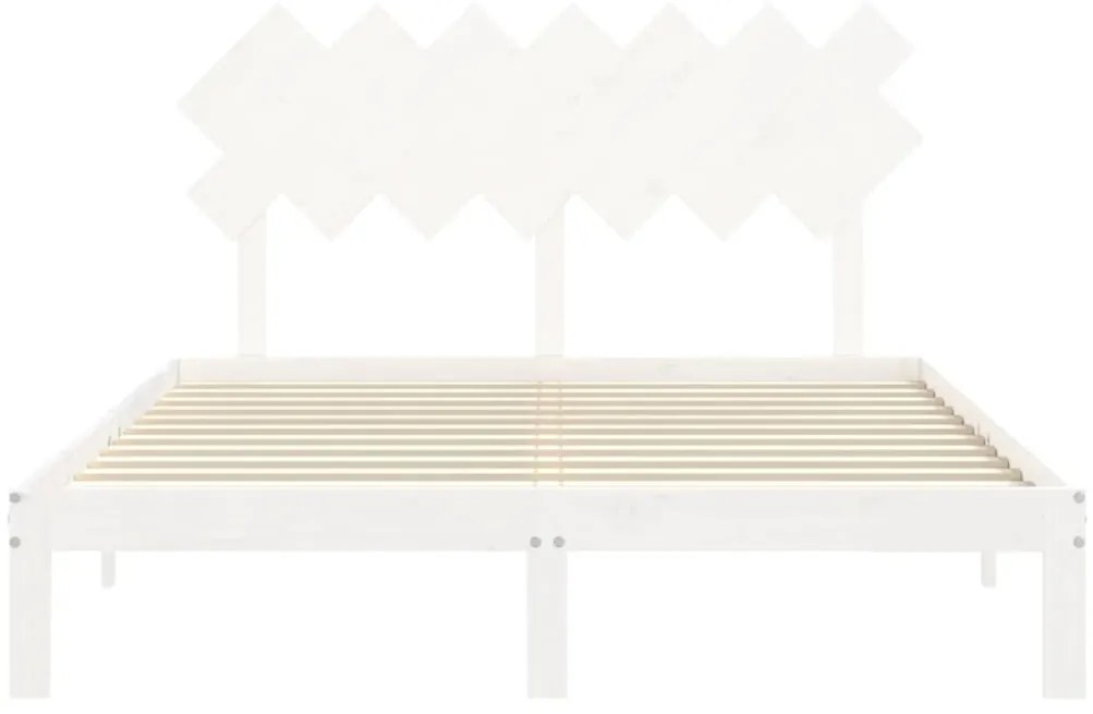 Estrutura de cama King Size com cabeceira madeira maciça branco