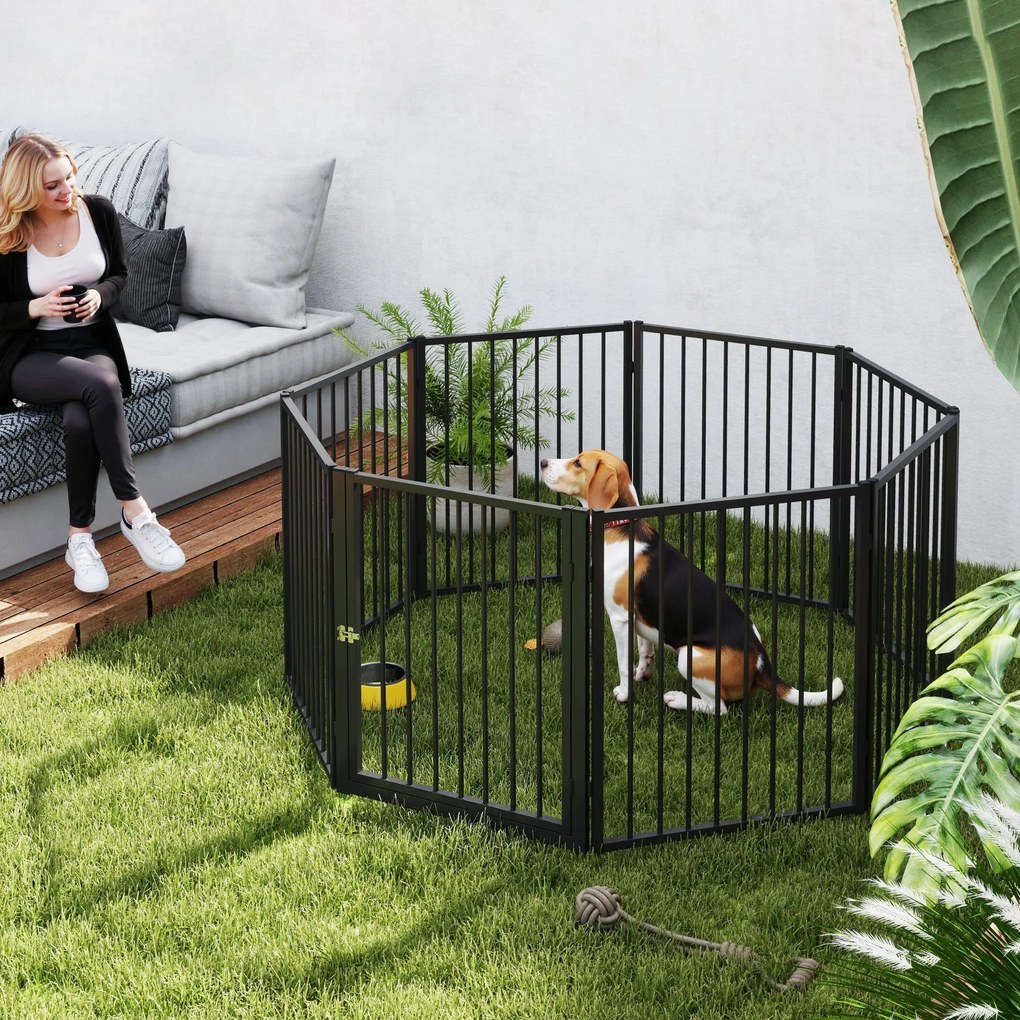 PawHut Parque para Cães Cercado para Cães com 8 Painéis 60x76 cm Parqu