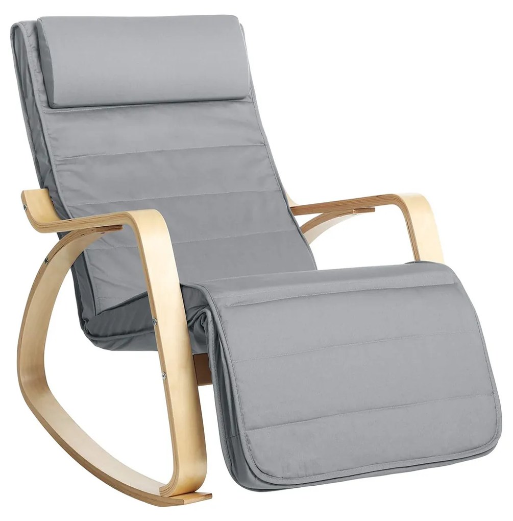 Cadeira de balanço ergonómica com apoio para pés ajustável | SONGMICS | 115 x 67 x 91 cm | cinzento claro | LYY010G01.