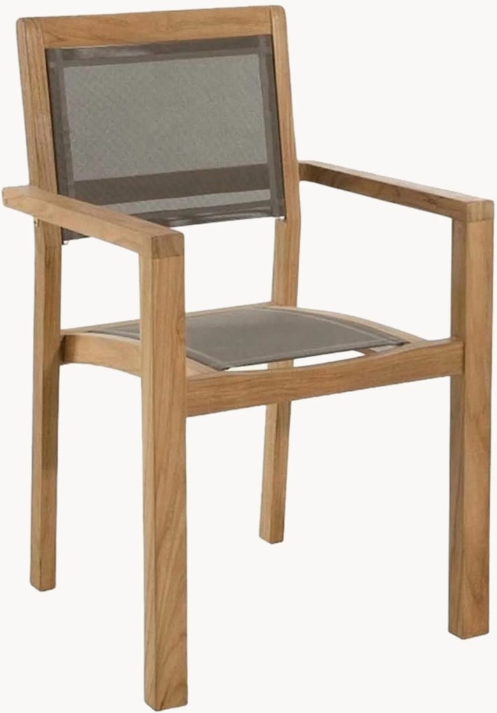 Cadeiras de jantar para jardim em madeira de teca com apoio de braços Fun, conjunto de 2