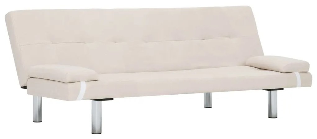 Sofá Cama Vivian - Cor Creme - Em Tecido, Estrutura em Madeira, Pernas