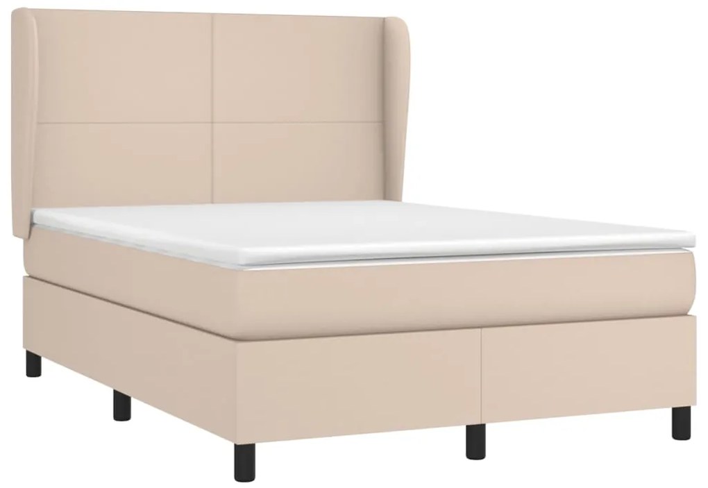 Cama com molas/colchão 140x190 cm couro artificial cappuccino