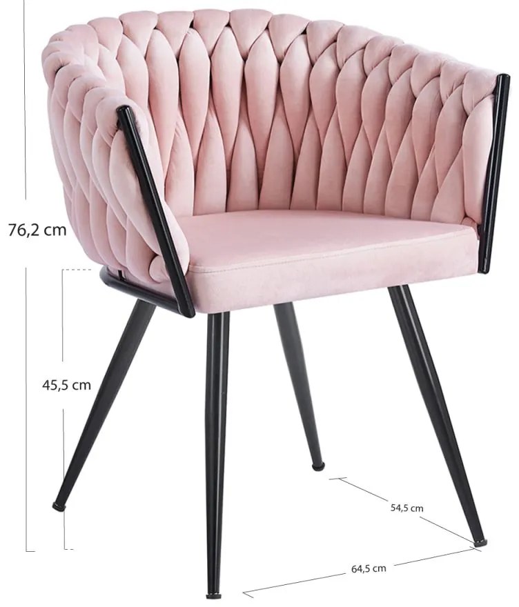 Cadeira Widny Black Veludo - Rosa