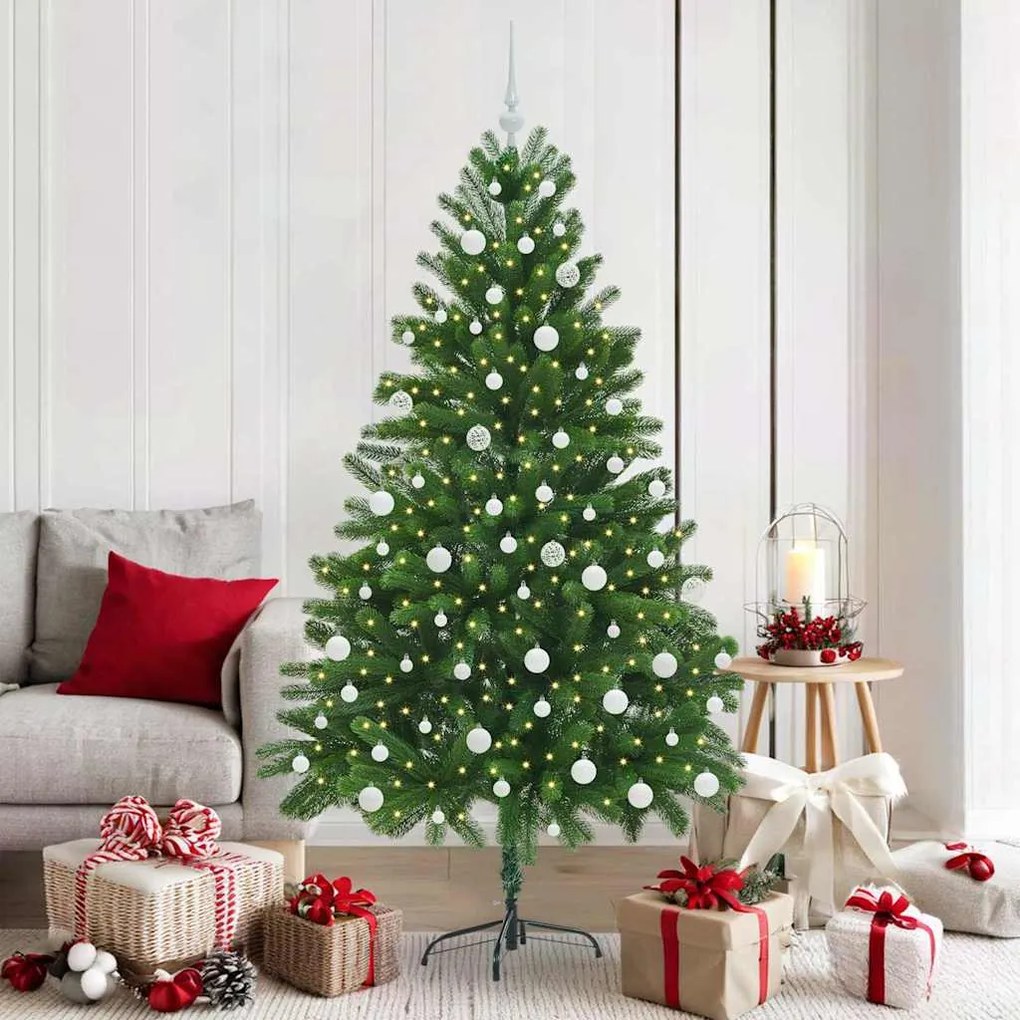 vidaXL Árvore de Natal com 300 LEDs com suporte Verde 180 cm PE