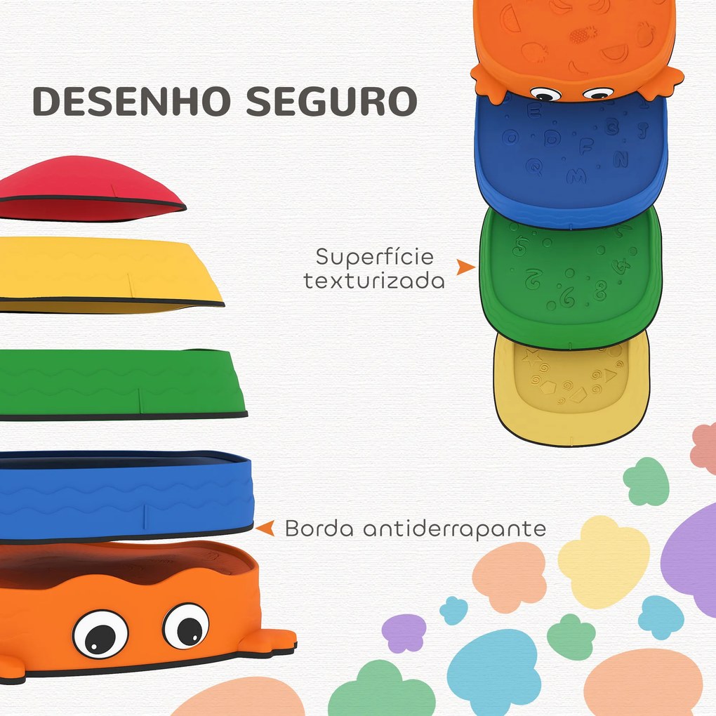 Conjunto de Pedras de Equilíbrio Empilháveis para Crianças de 5 Peças com Forma de Rã e Antiderrapantes Multicolor
