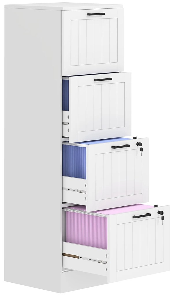 Bloco de Gavetas para Escritório com 2 Gavetas para Escritório com Fechaduras Gavetas Suspensas para A440x40x131 cm Branco