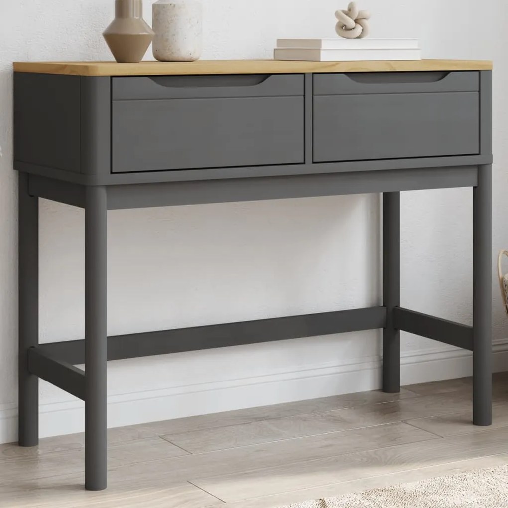 vidaXL Mesa consola FLORO 89,5x36,5x73 cm pinho maciço cinzento