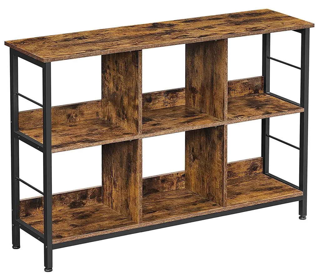 Estante de estilo industrial 120 x 33 x 80 cm castanho vintage-preto
