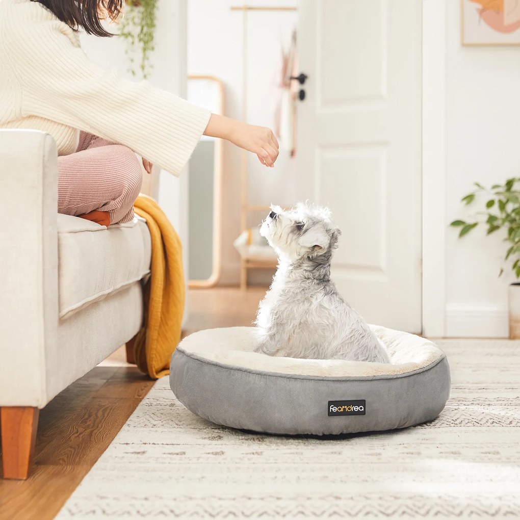Cama para cães com Ø 60 cm em forma de donut cinzento claro
