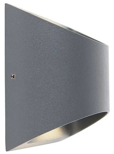 Candeeiro de parede exterior moderno cinzento escuro com LED 2-luzes IP54 - Mal Moderno