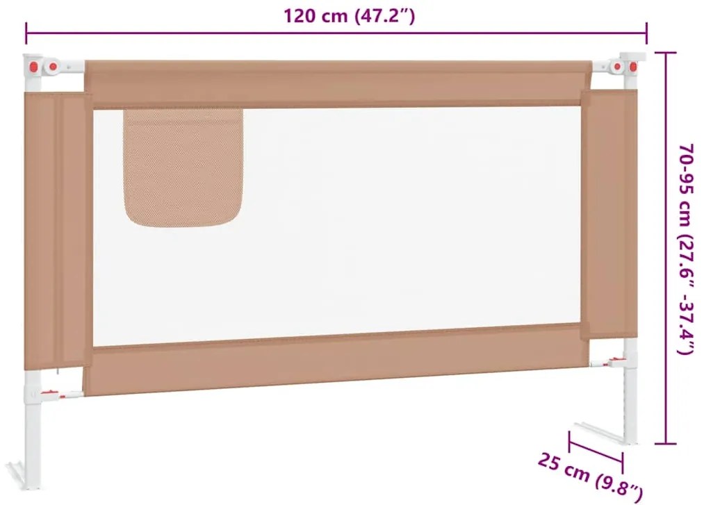 Barra segur. p/ cama infantil tecido 120x25cm cinza-acastanhado