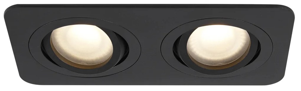 Conjunto de 6 focos embutidos redondos pretos GU10 50mm giratórios e inclináveis IP44 2-Light - Alberto