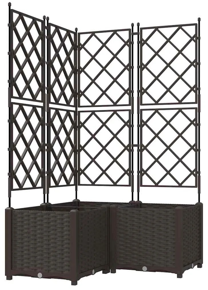 Vaso de Jardim com Treliça 3 pcs Marrom 80x80x143 cm