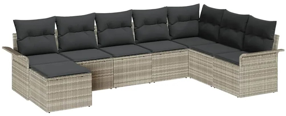 Conjunto de Sofá Modular de 8 Peças com Almofadas Cinza Claro Rattan