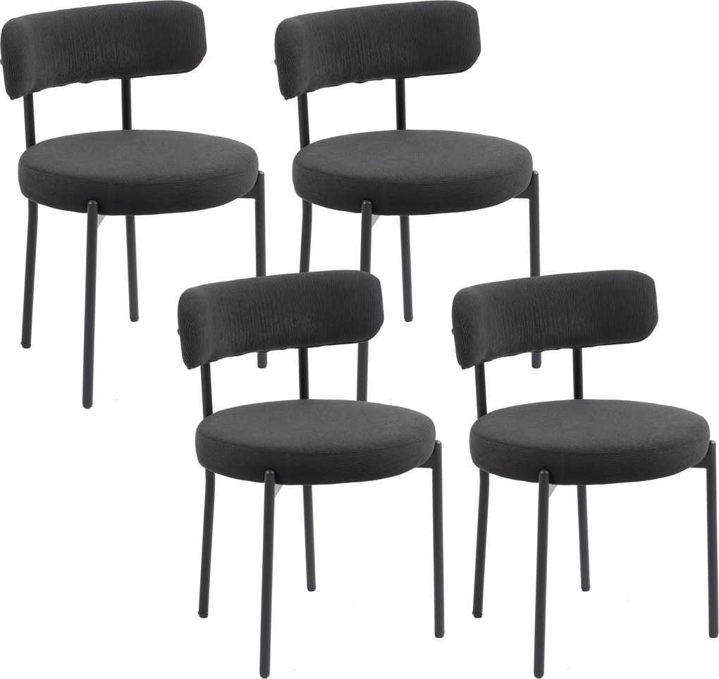 HOMCOM Conjunto de 4 cadeiras de sala de jantar com encosto em tecido pernas em aço 51 x 51 x 76 cm preto | Aosom Portugal