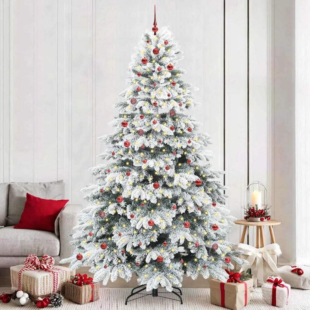 vidaXL Árvore de Natal Artificial com 300 LEDs Branco 240 cm PE e PVC