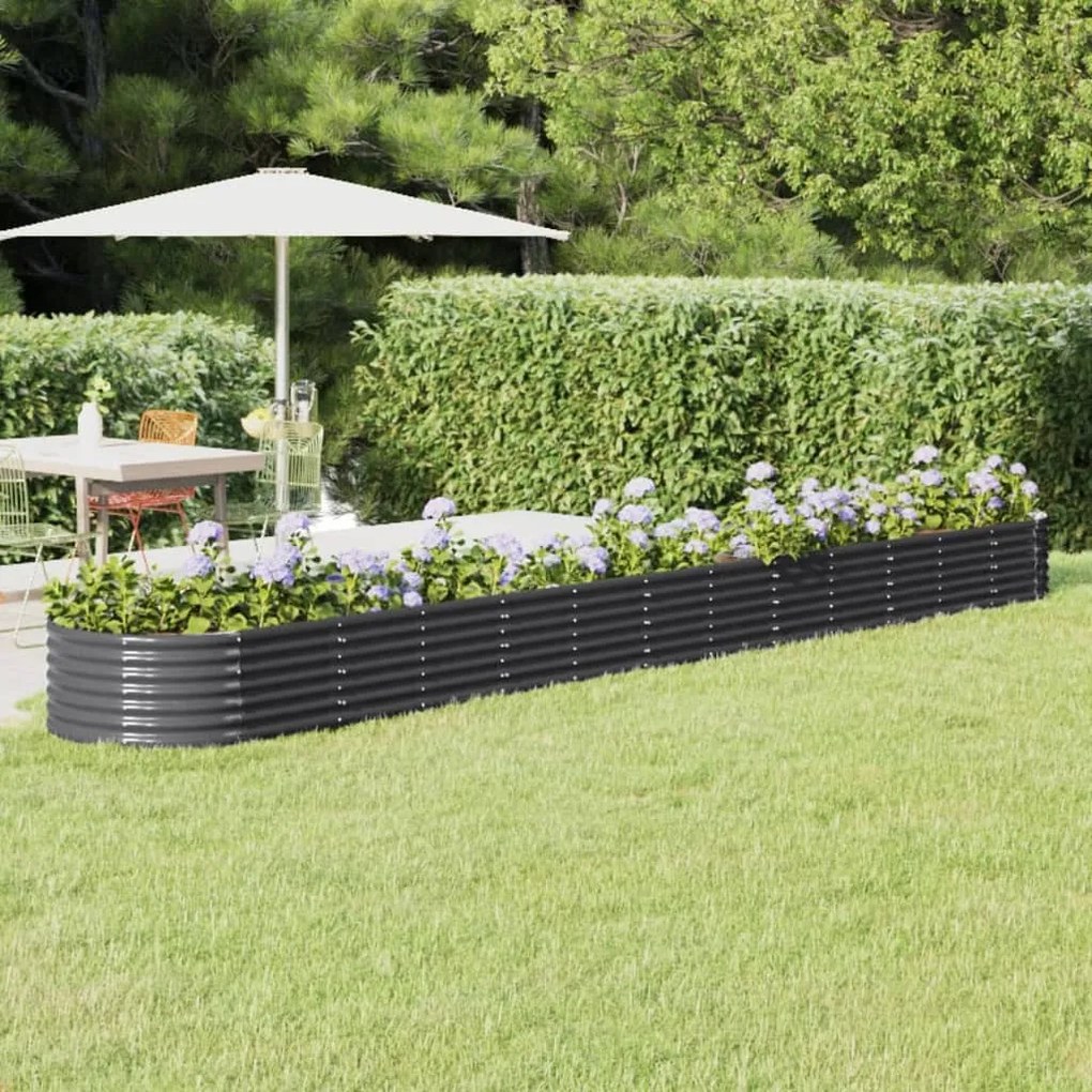 Canteiro elevado jardim 512x80x36 aço revestido a pó antracite