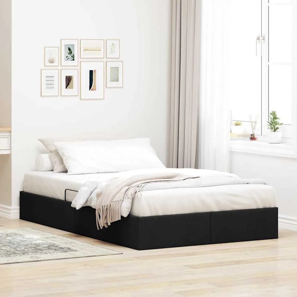vidaXL Cama com Armazenamento com cabeceira Preto 120 x 200 cm tecido